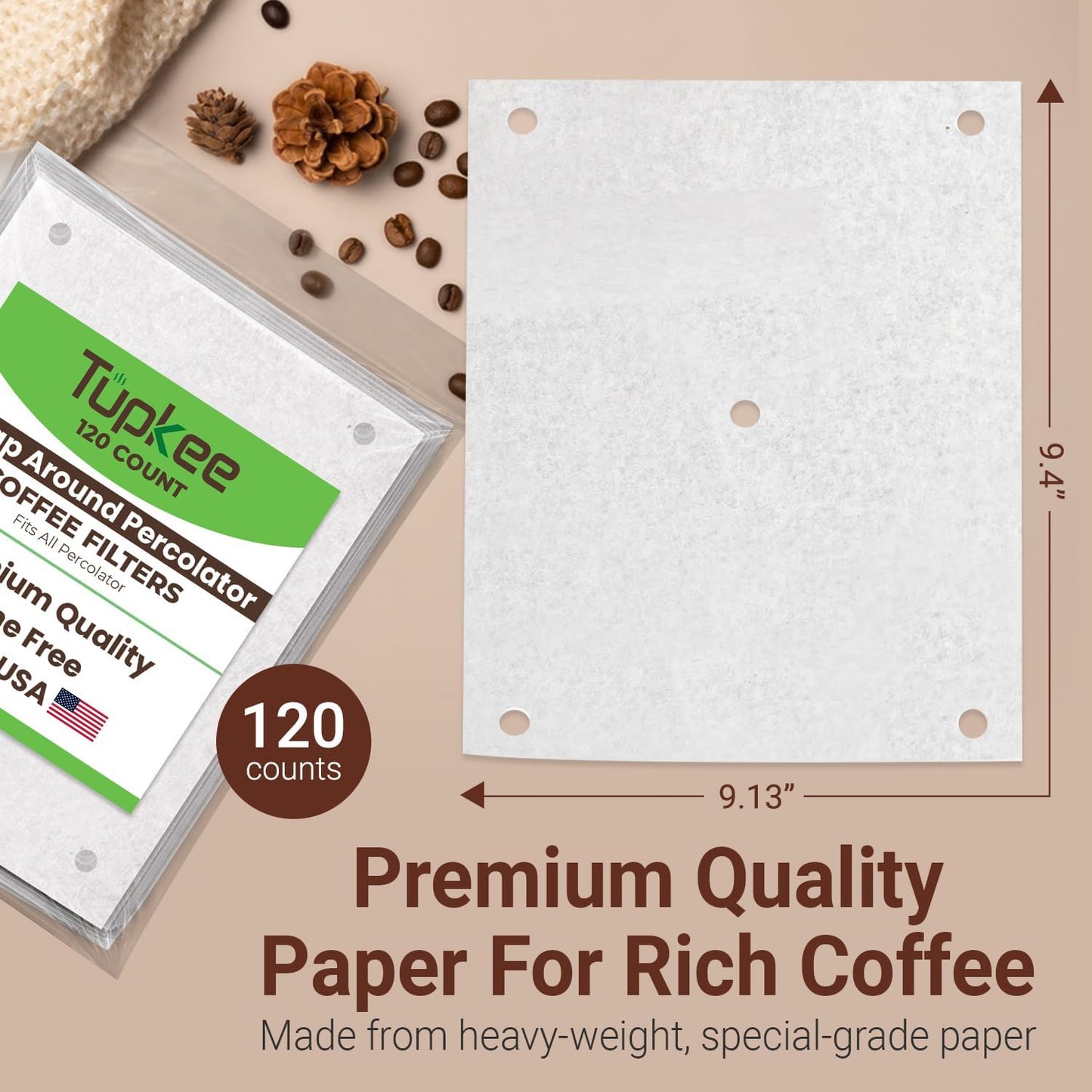 Filtros café percolador 120 uds comp 120 blancos USA