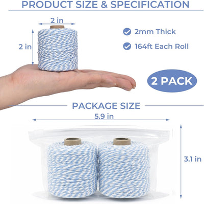 Cuerda algodón 0.079pulg 164pies rollo pack2 para manualidades