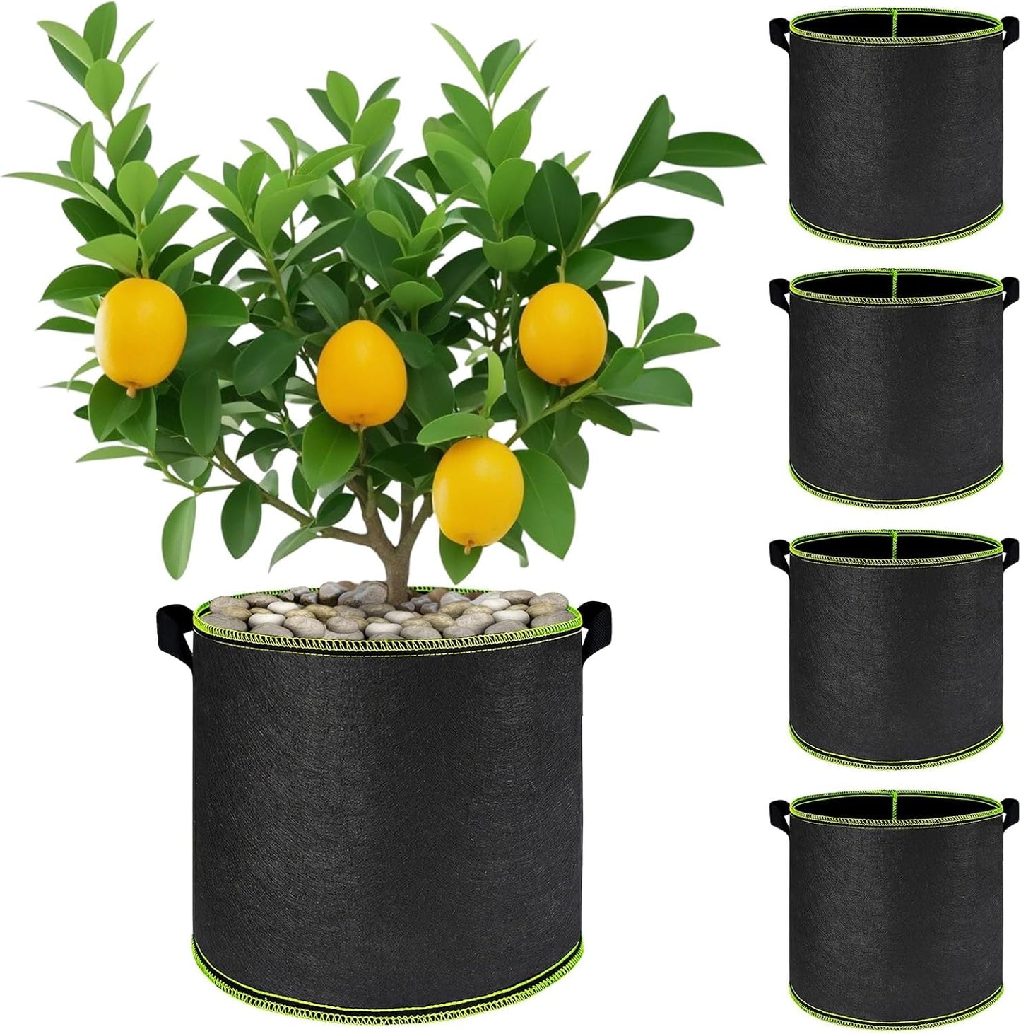 4 Pack Bolsas Cultivo 5gal con Asas Jardín