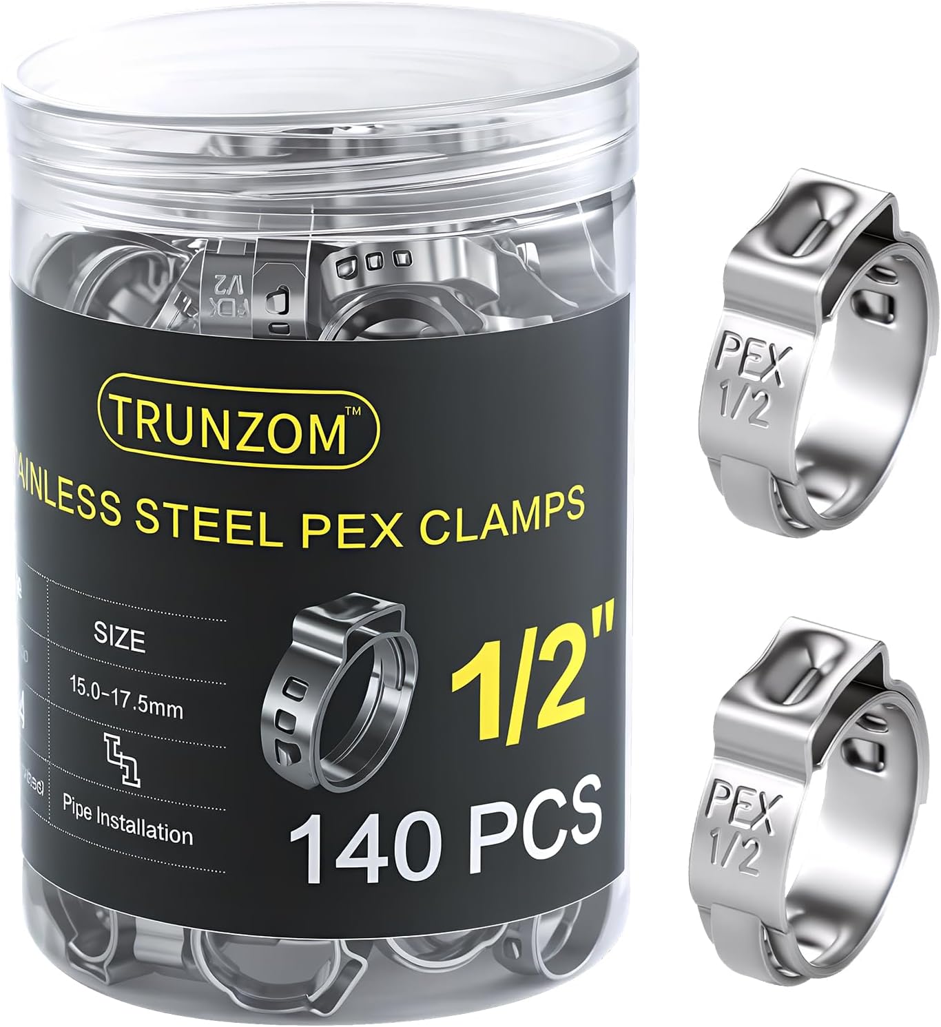 Anillos crimpado PEX 1/2pulg set 140 acero inox 304