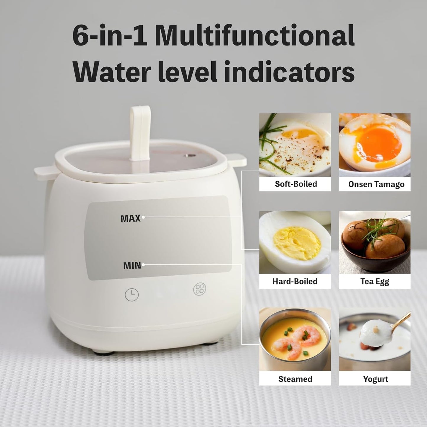 Olla eléctrica 6 en 1 para huevos sin BPA acero inoxidable