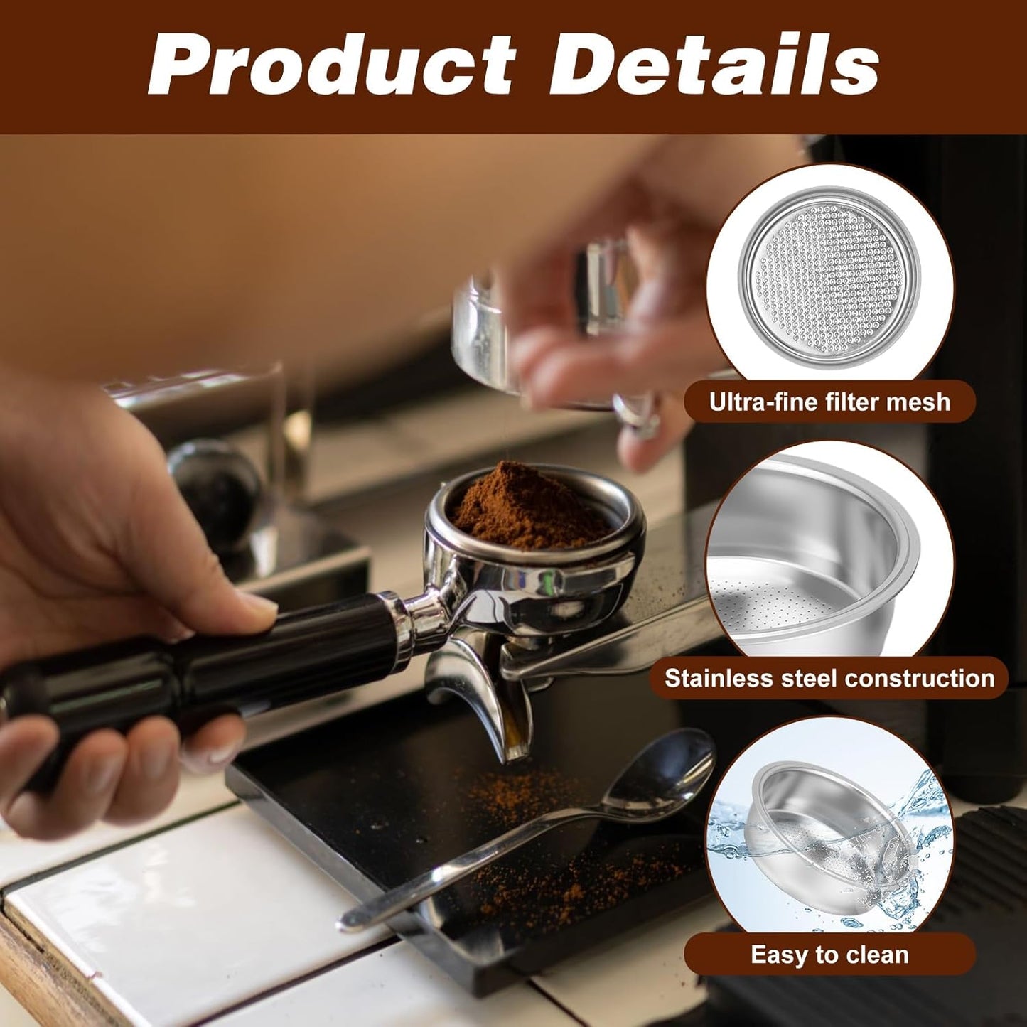 3 Pzas Filtro Café Acero Inox Plata Reutilizable Simple/Doble