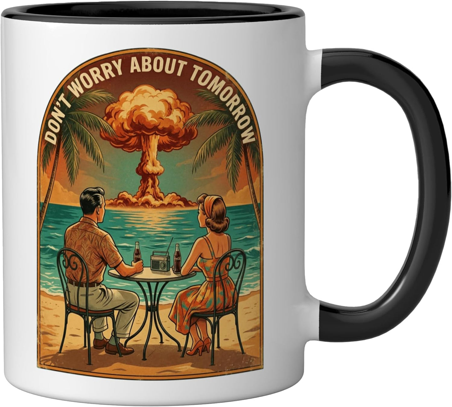 Taza cerámica de humor oscuro cristiano Dont Worry About Tomorrow