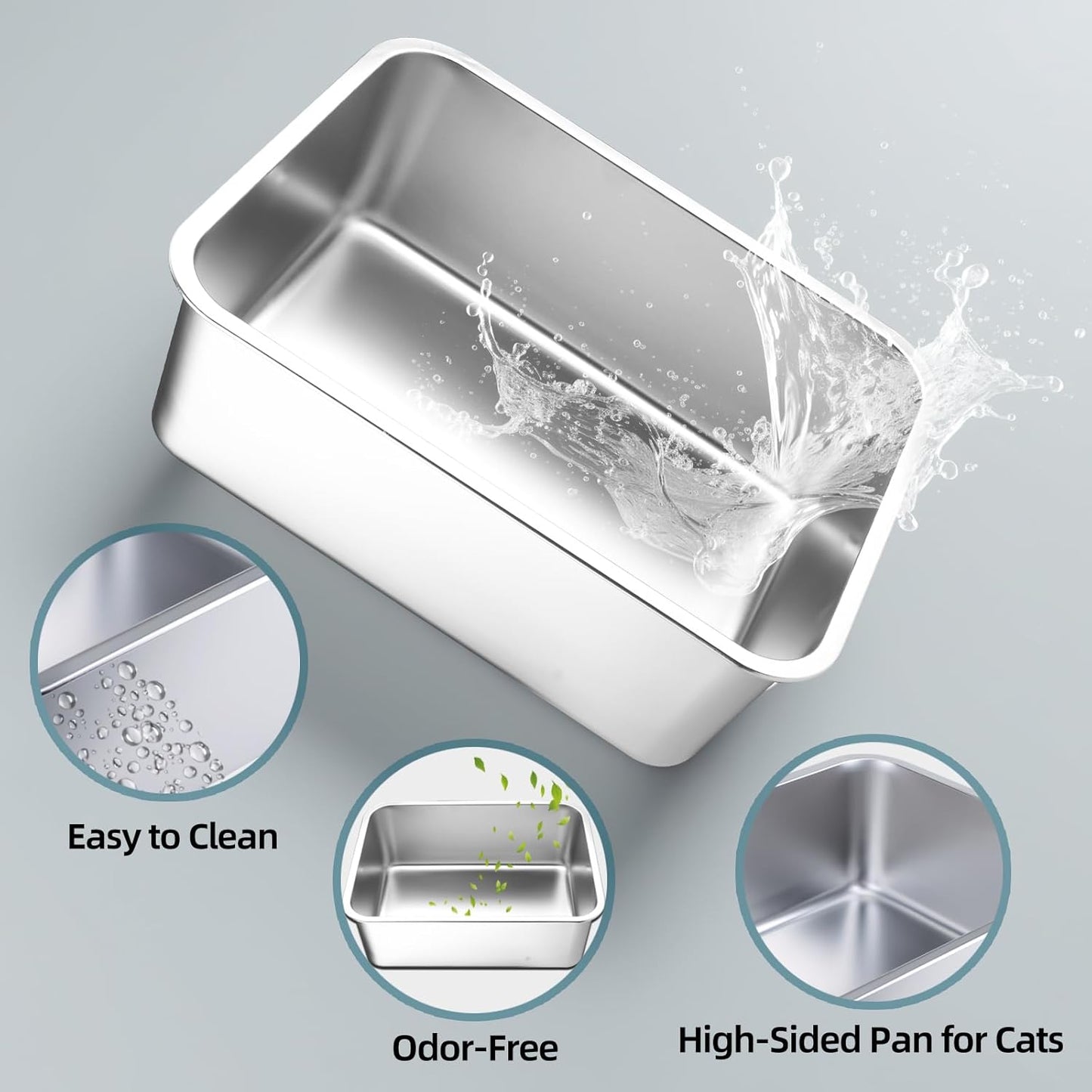 Caja arena acero inox para gatos 20pulg antiadherente