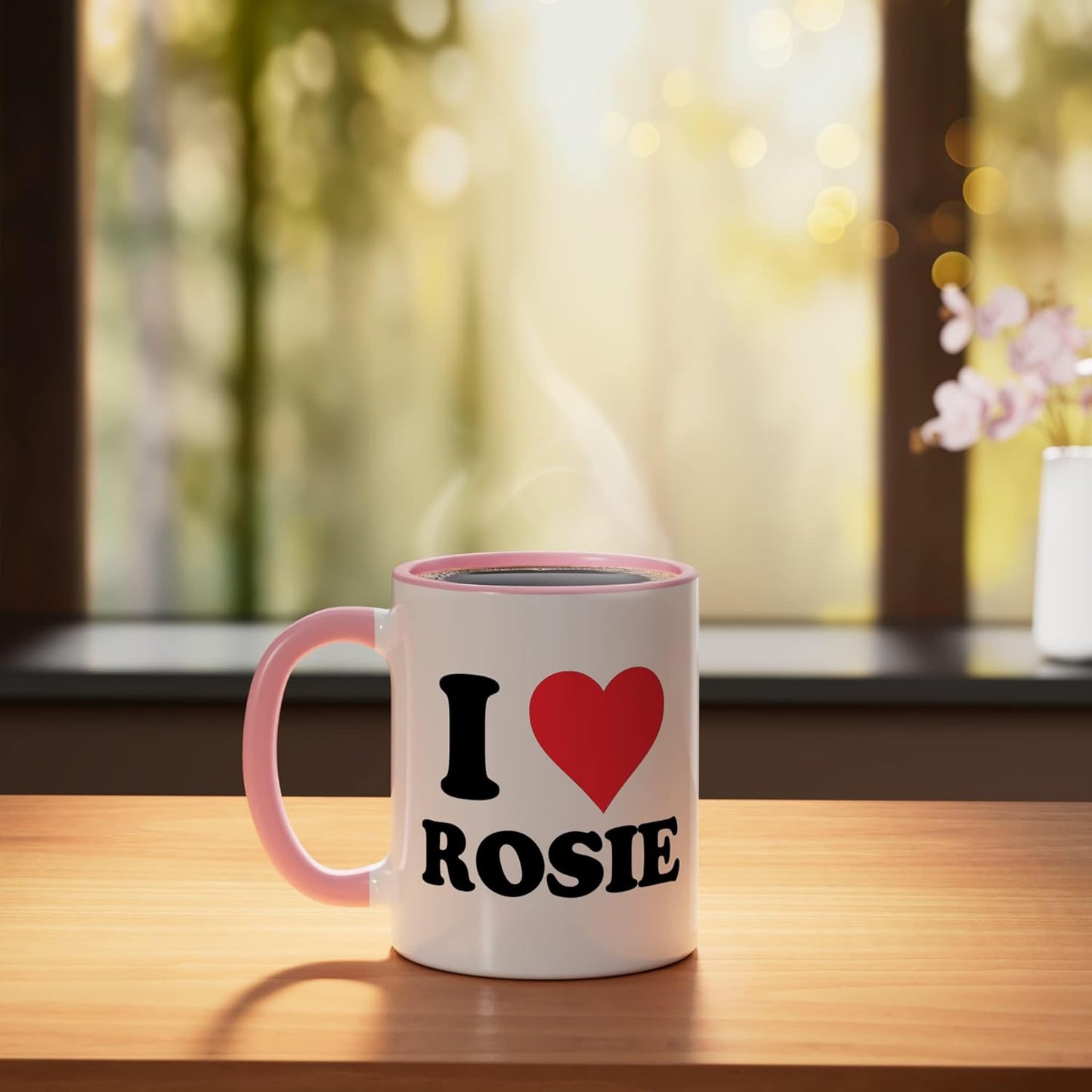Taza Cerámica Personalizada I Heart Rosie Rosa/Blanco