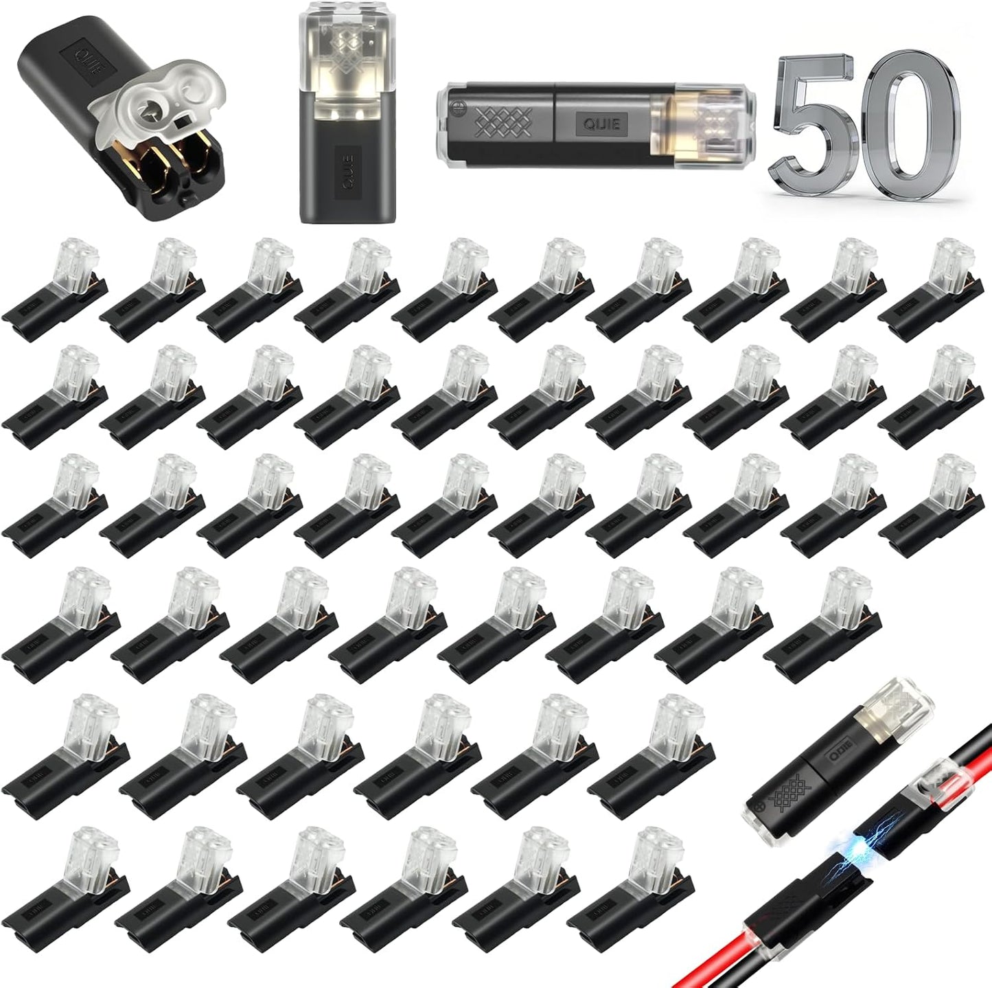 50 Conectores Rápidos 2 Pines Tira Led No Requieren Pelar