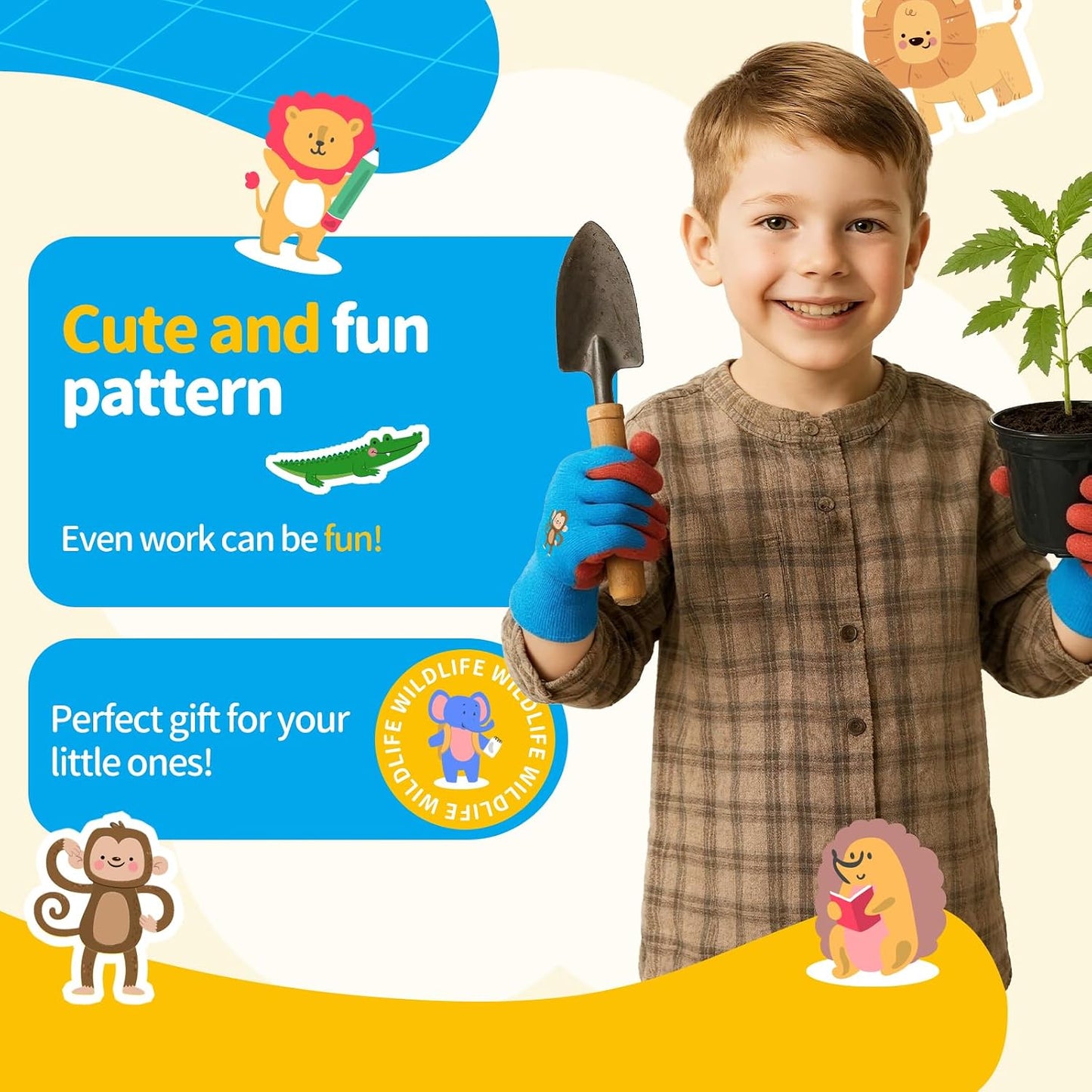 Guantes jardinería niños 3 pares impermeables duraderos