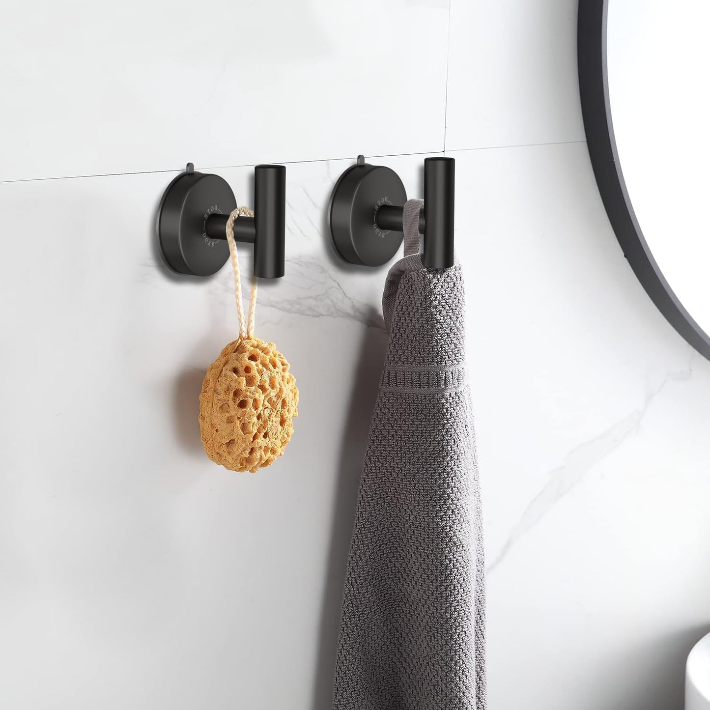 Ganchos ducha ventosa negros set 2 para baño puerta cristal