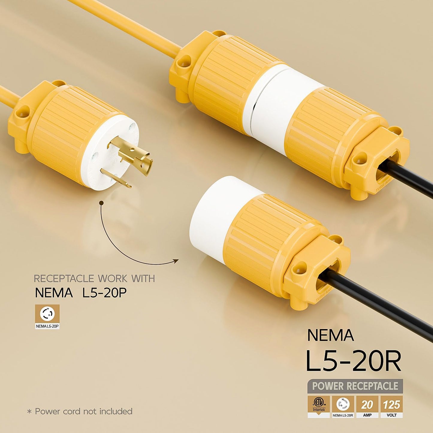 Conector L5-20R 20A 125V enchufe hembra grado industrial
