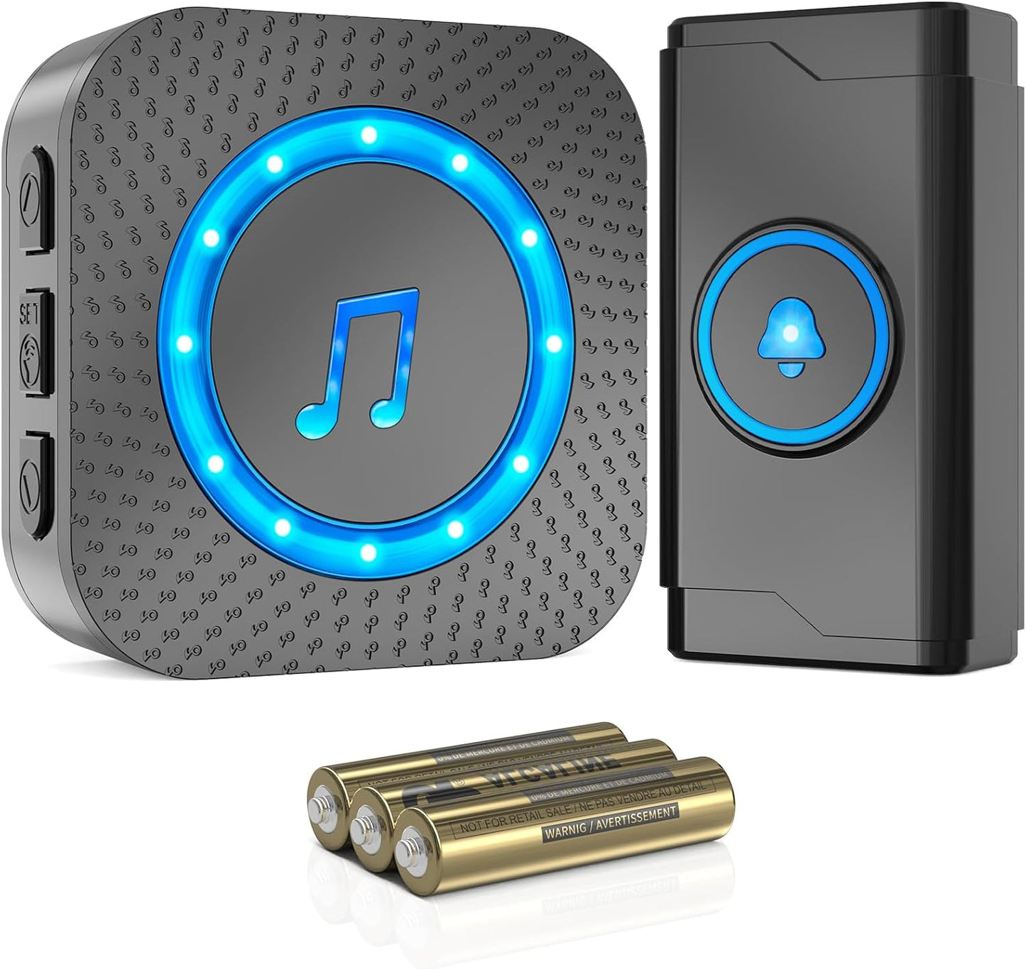 Timbre inalámbrico impermeable IP55 con 55 campanas y luz LED