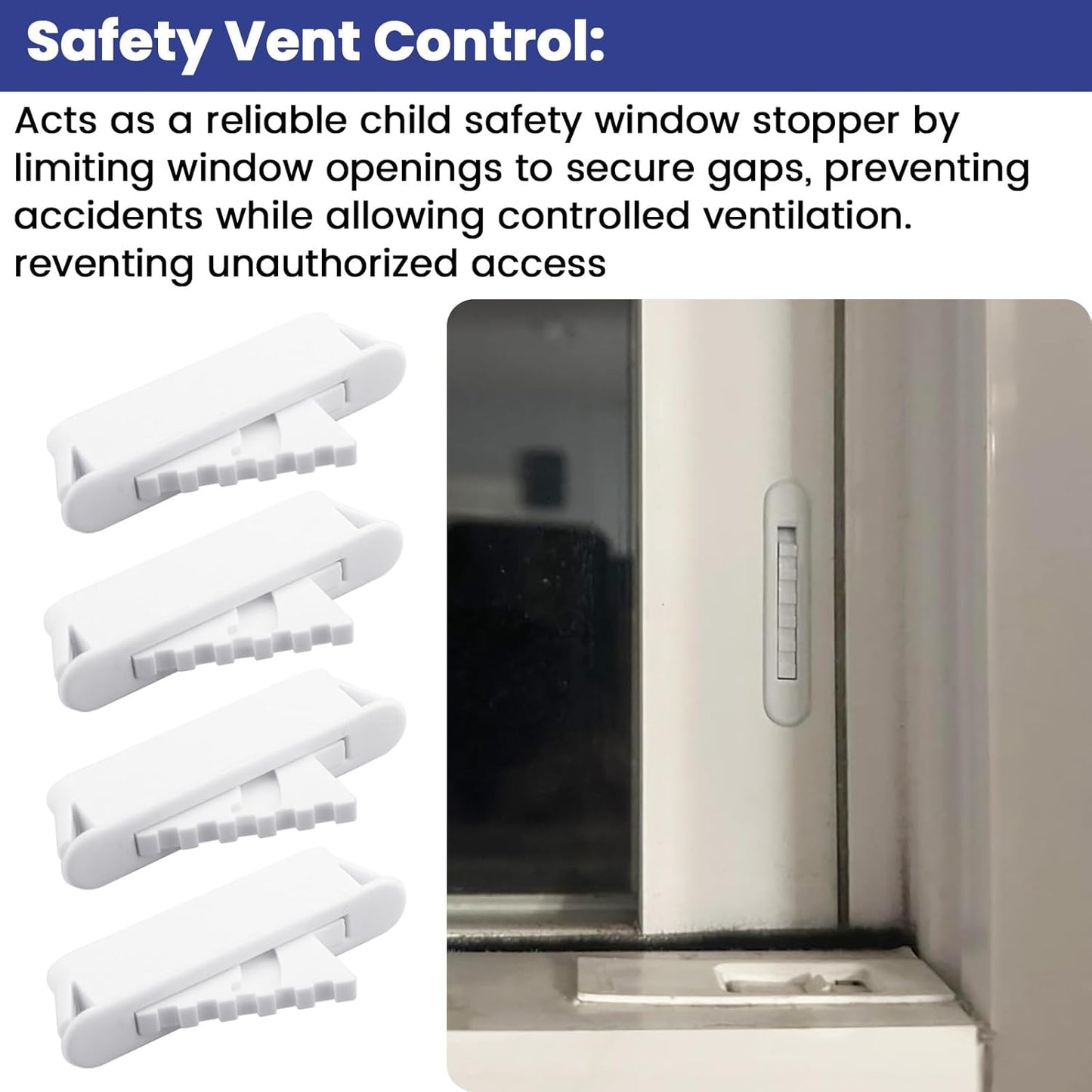 Set 4 Topes Ventilación Ventana Blanca Seguridad Doble Colgado
