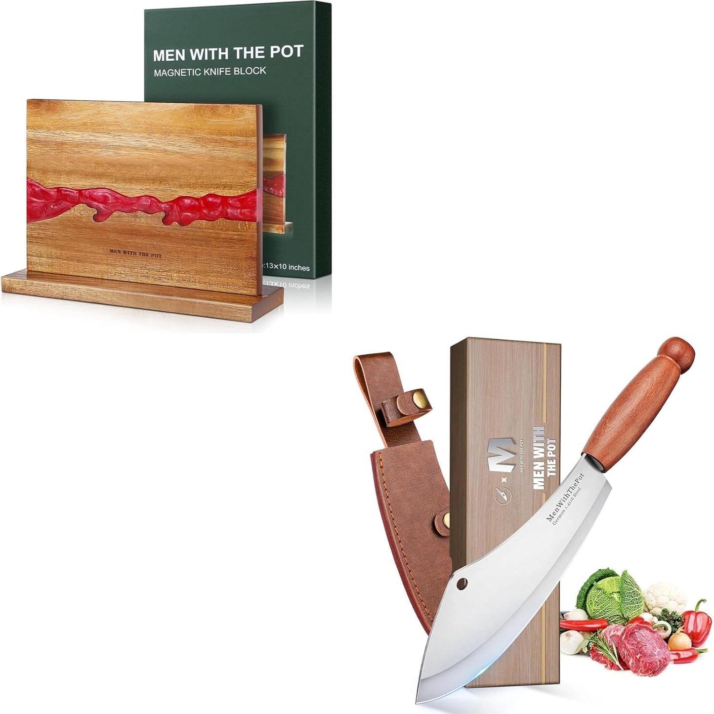 Cuchillo de carnicero forjado con funda y caja de regalo