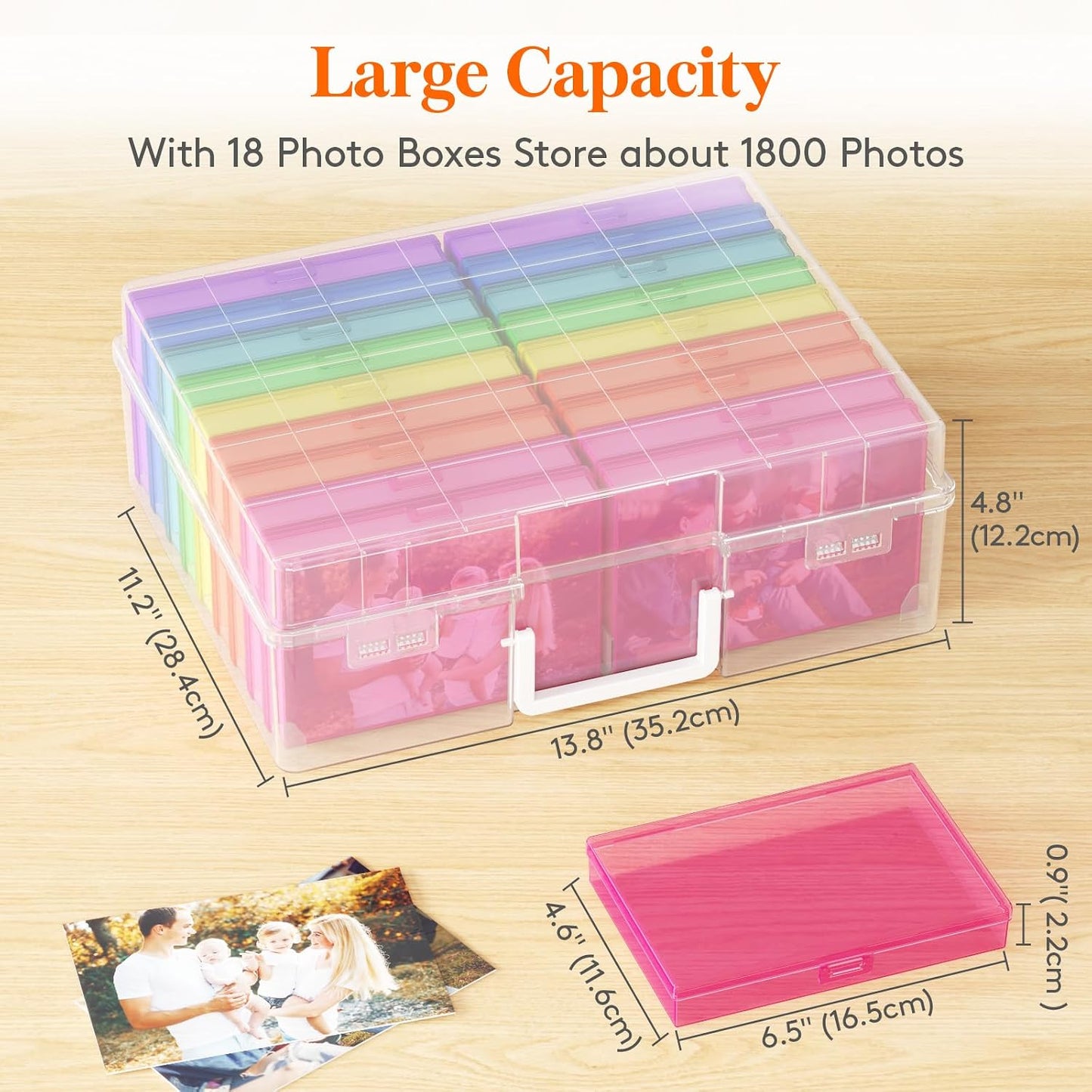 Caja plástico 4x6pulg 18pzas transparente arcoíris