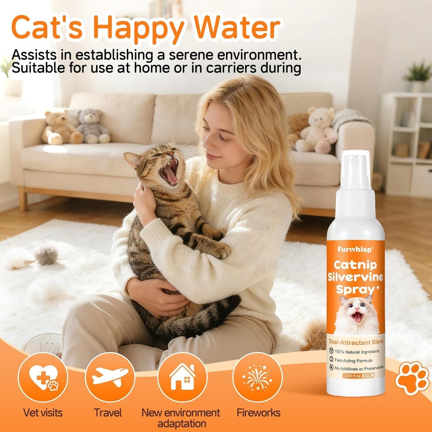 Spray hierba gatera con Silvervine 100% natural para gatos