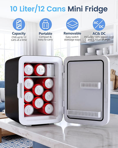 Mini refrigerador 10L portátil con adaptadores CA/CC