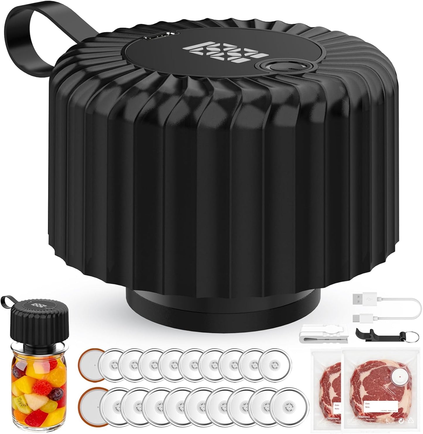 Kit sellado al vacío 80kpa para tarros boca ancha y bolsas