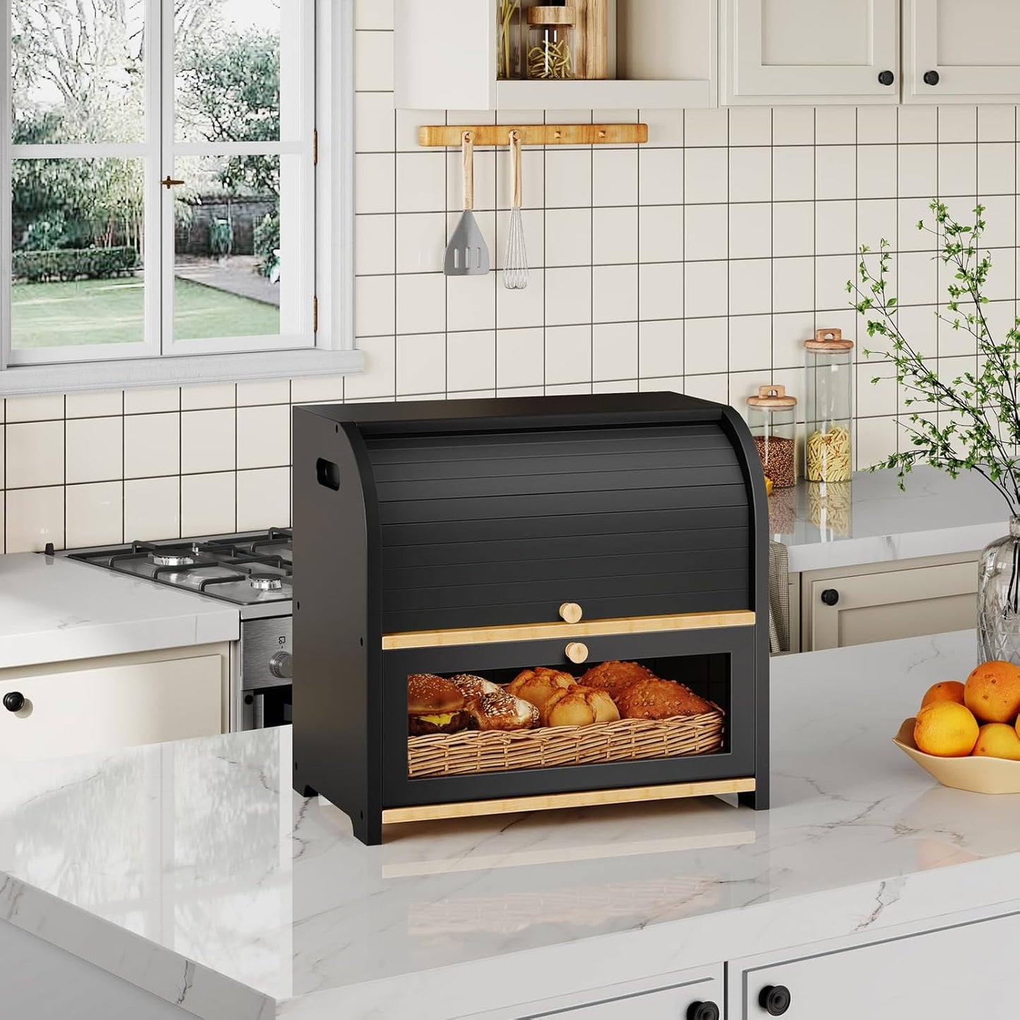 Cajón de pan madera gran capacidad para cocina y comedor