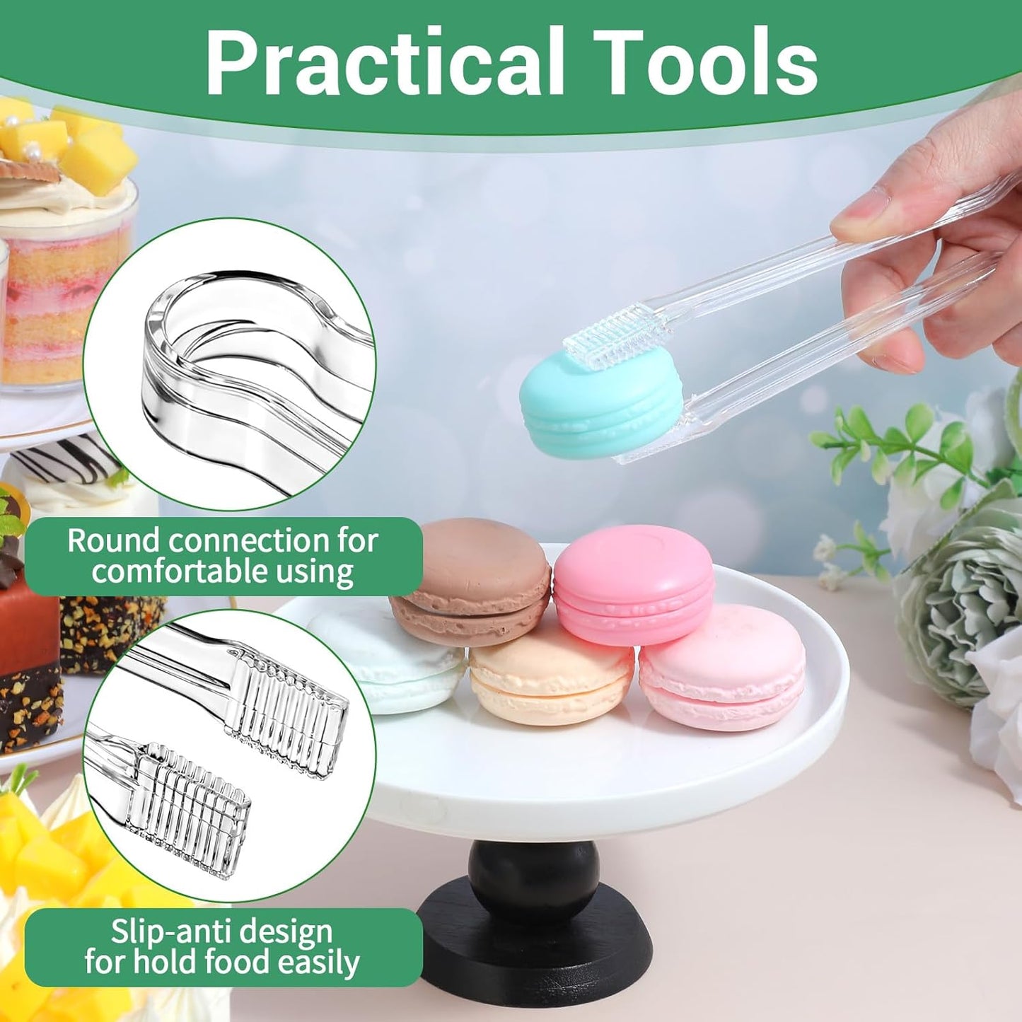 24 cucharas y pinzas de plástico para hielo servir y cocina mini transparente para dulces postres bufé café