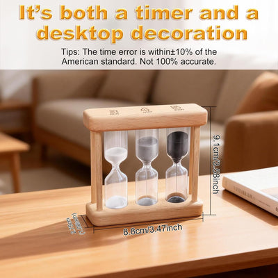 Temporizador de té de madera 3-5 minutos reloj de arena decorativo