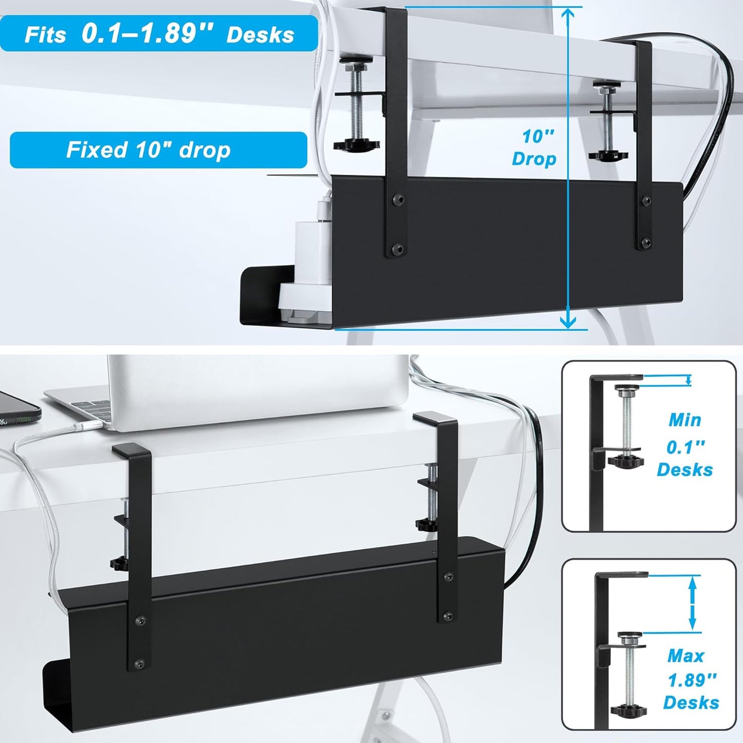 Bandeja acero 16.5pulg organizadora cables escritorio