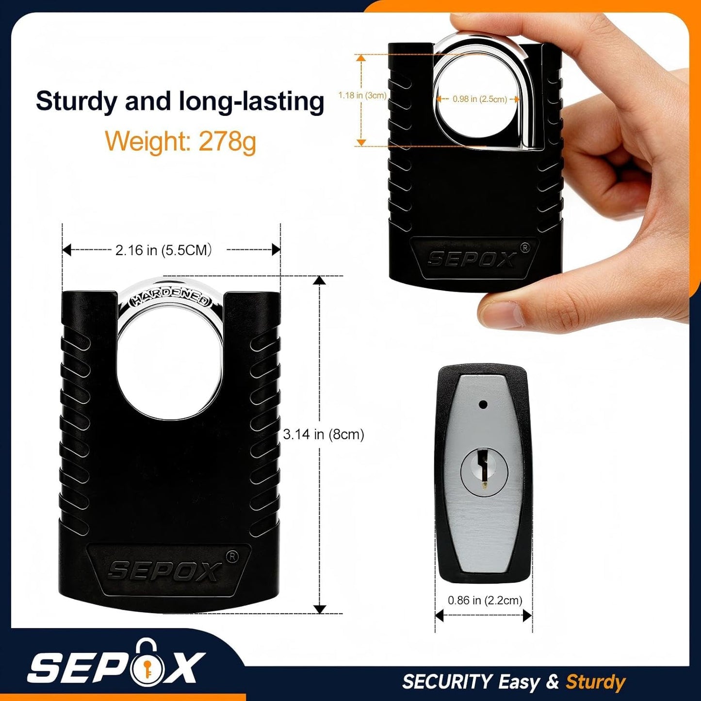 Cerradura para puerta exterior resistente 3-3/16" con llaves 2