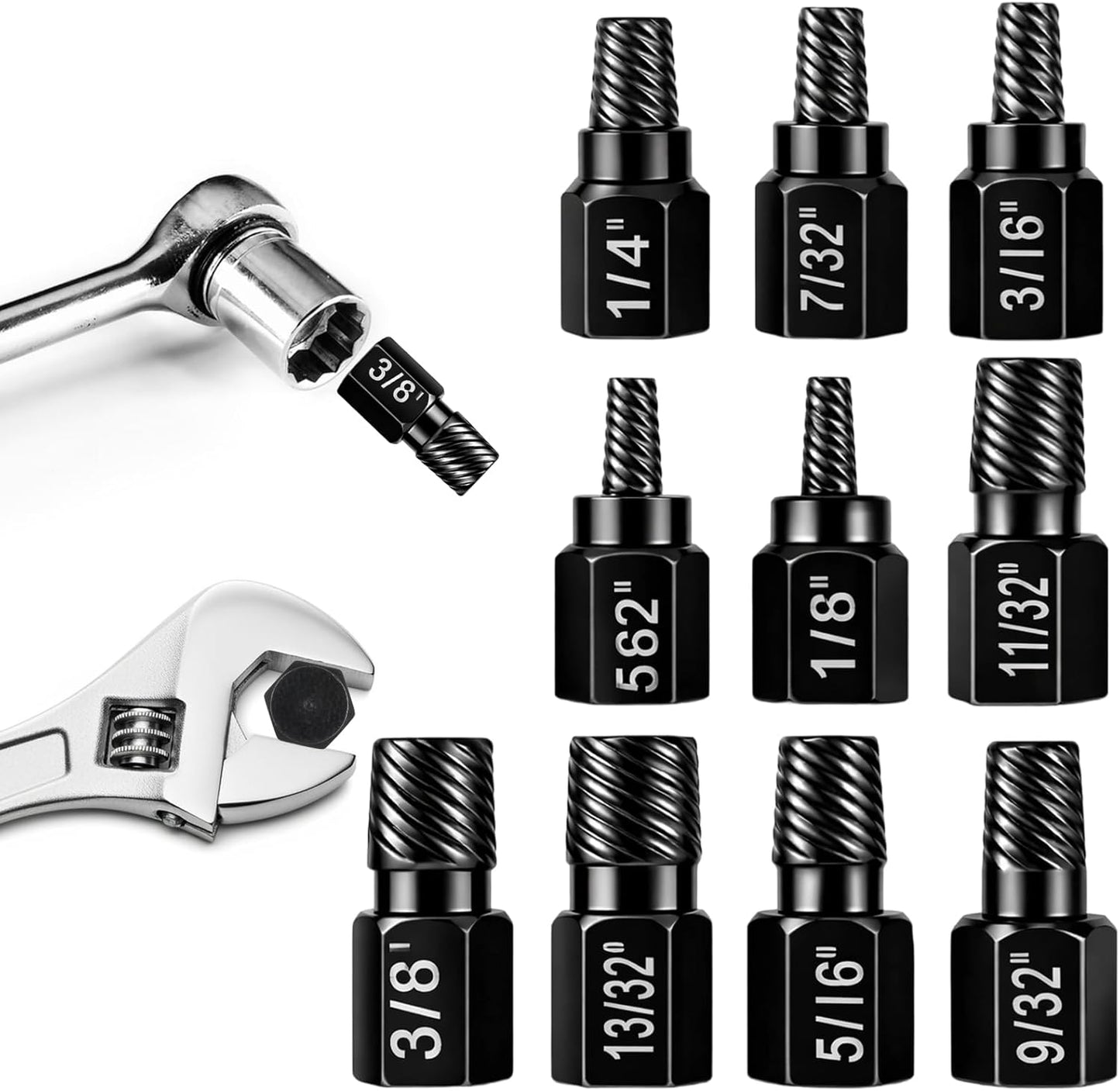 Set 10 Extractores S Pelados Multiestrías para Pernos Rotos