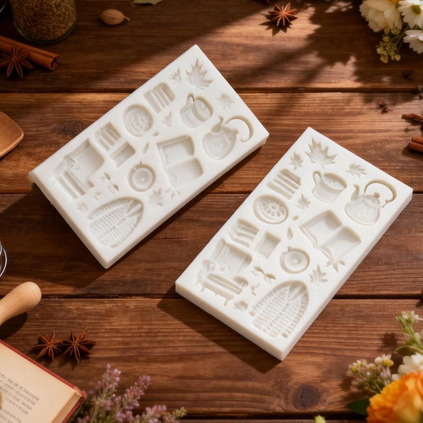 Molde de silicona para suéter de hoja de arce otoñal y decoración de cupcakes