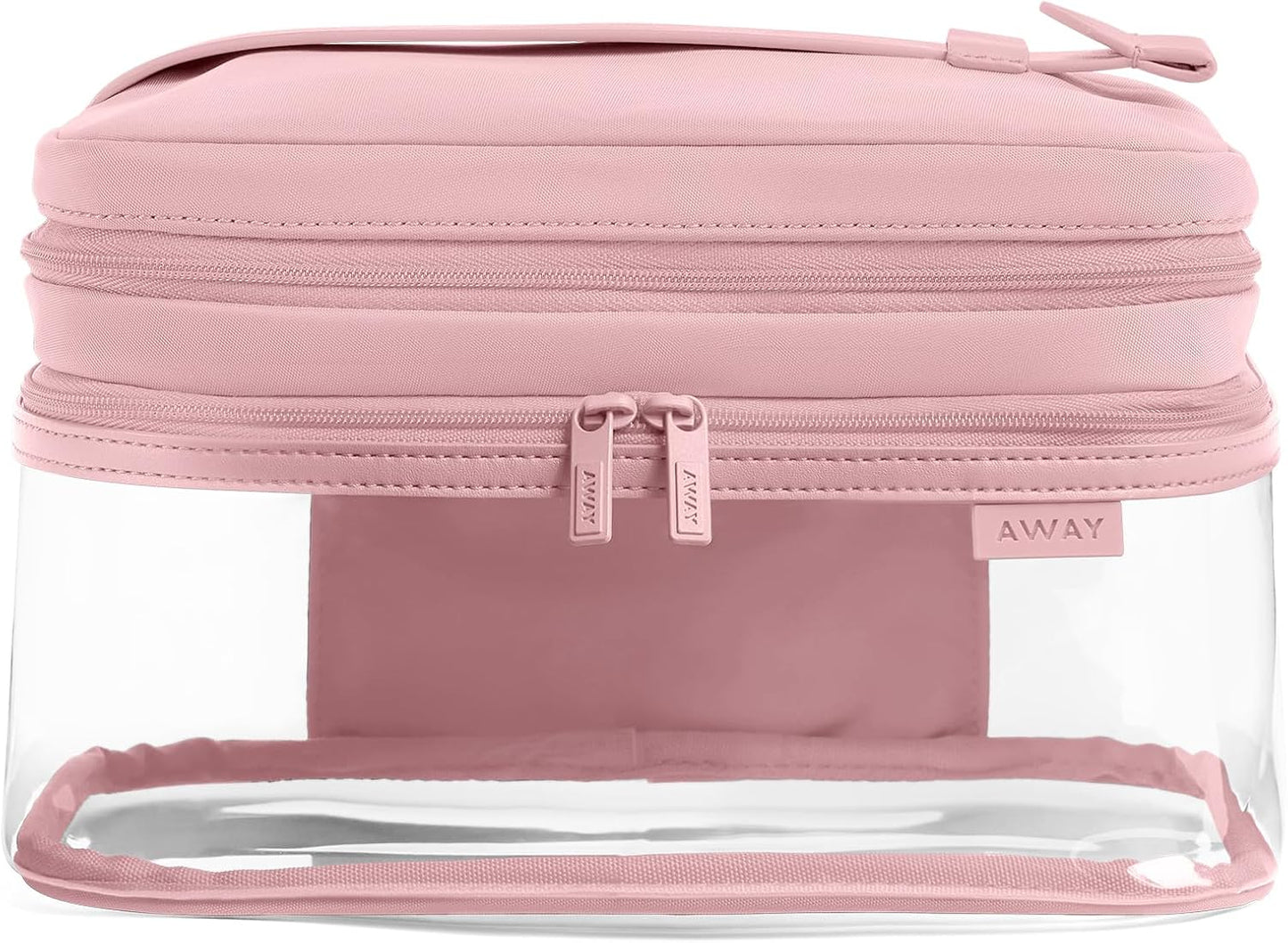 Estuche cosméticos transparente TSA aprobado con mango cuero