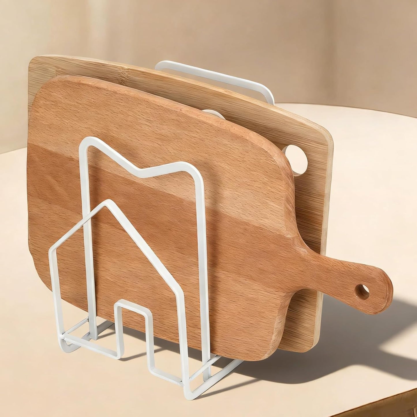 Soporte organizador para tabla de cortar blanco