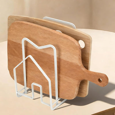 Soporte organizador para tabla de cortar blanco