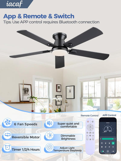 Ventilador techo bajo 52pulg luz control remoto motor DC