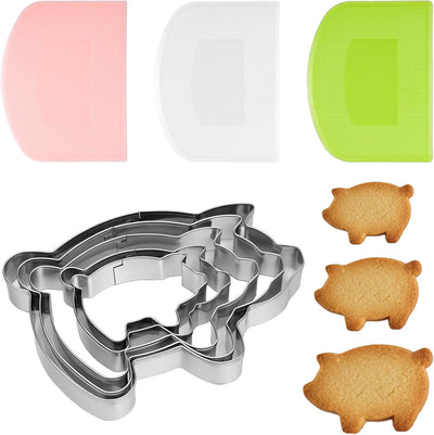 Juego de 8 cortadores de galletas Marranitos con raspador y formas de puerquito