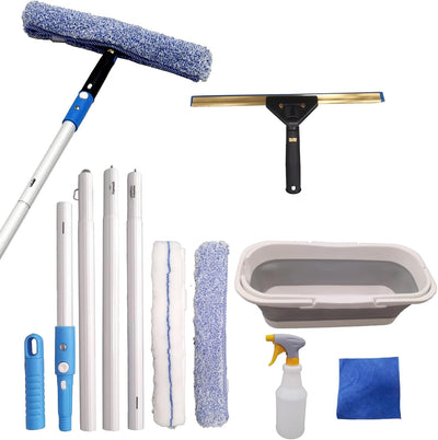 Kit limpieza ventanas con poste 4.13pulg fregador botella plumero