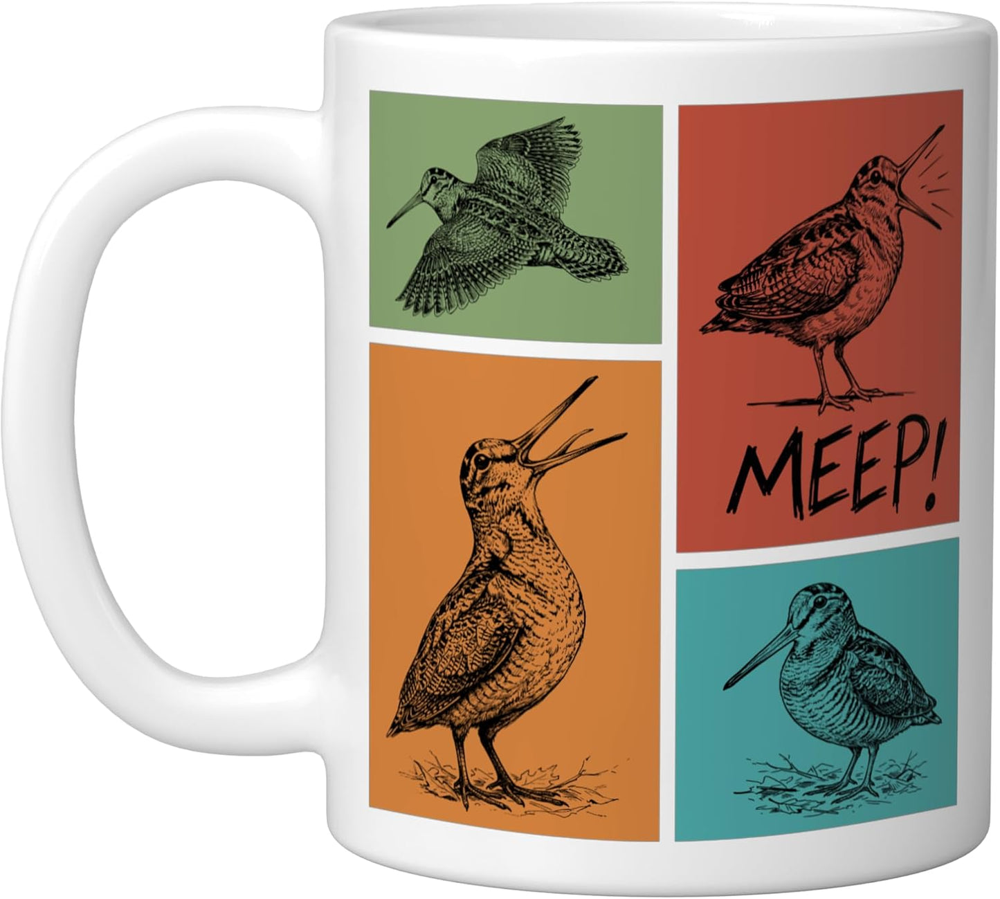 Taza Cerámica Meep Bird Meme Observa Avestruz Blanco