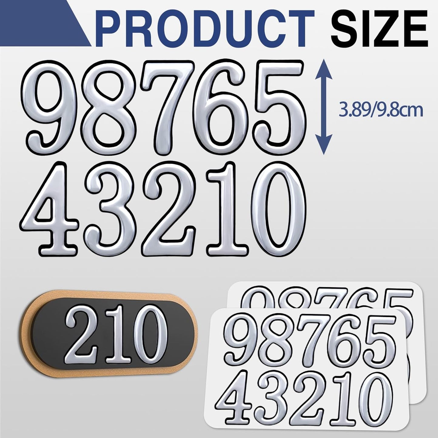 Números dorados 3D para buzón 3.8pulg autoadhesivos 0-9