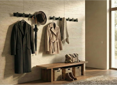 Perchero pared 17.4pulg 6 ganchos ABS riel metal