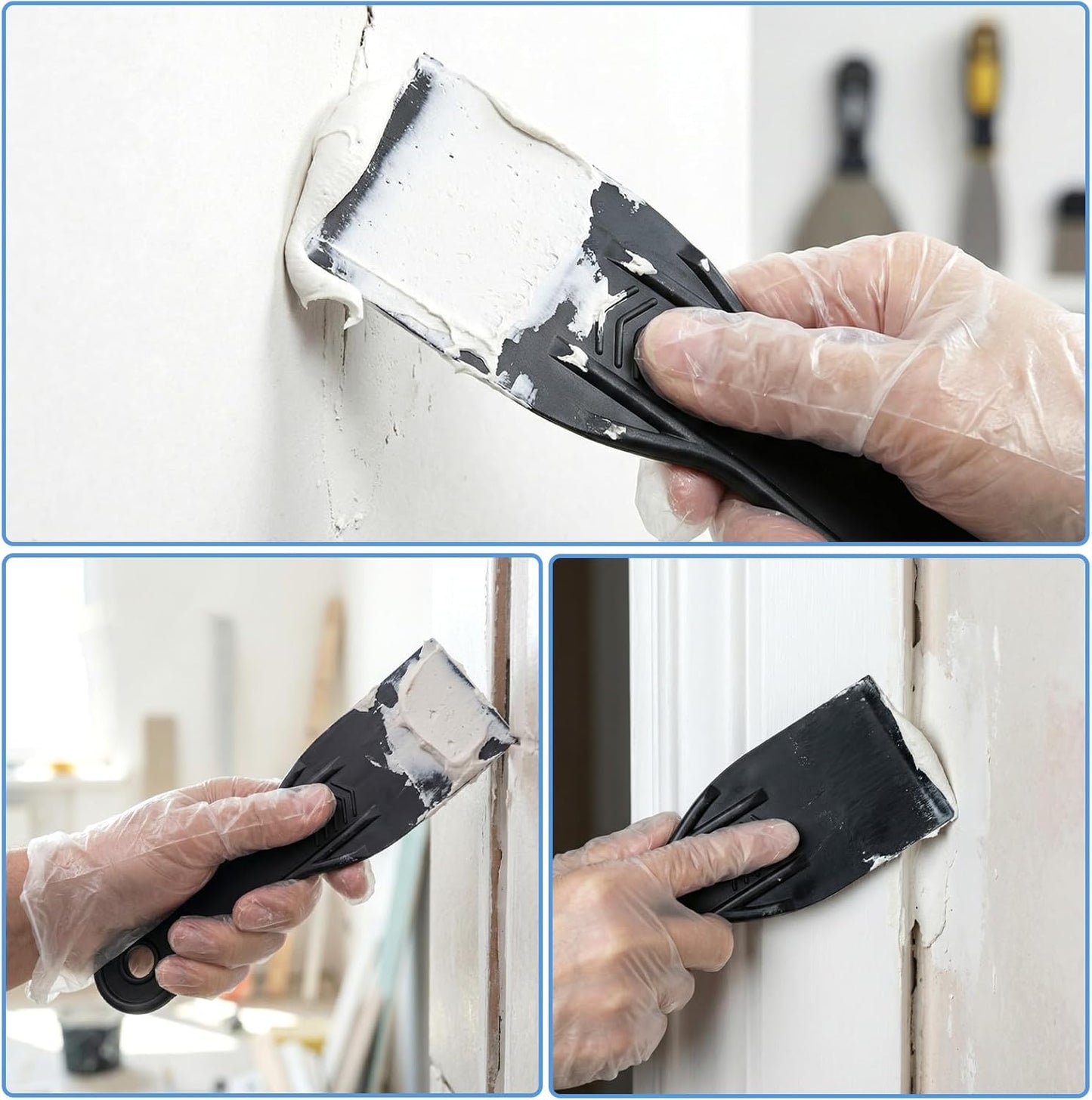 6 Cuchillos Masilla Plástico Raspador Pintura 7x2pulg