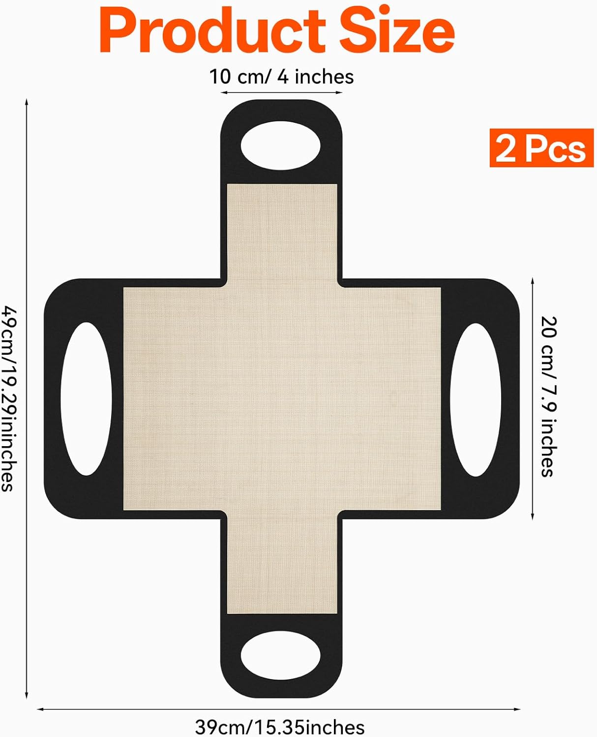 2 Forros Silicona Antiadherente para Pan y Masa con 4 Asas