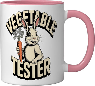Taza Cerámica para Zanahoria con Dibujo de Conejo Rosa/Blanca