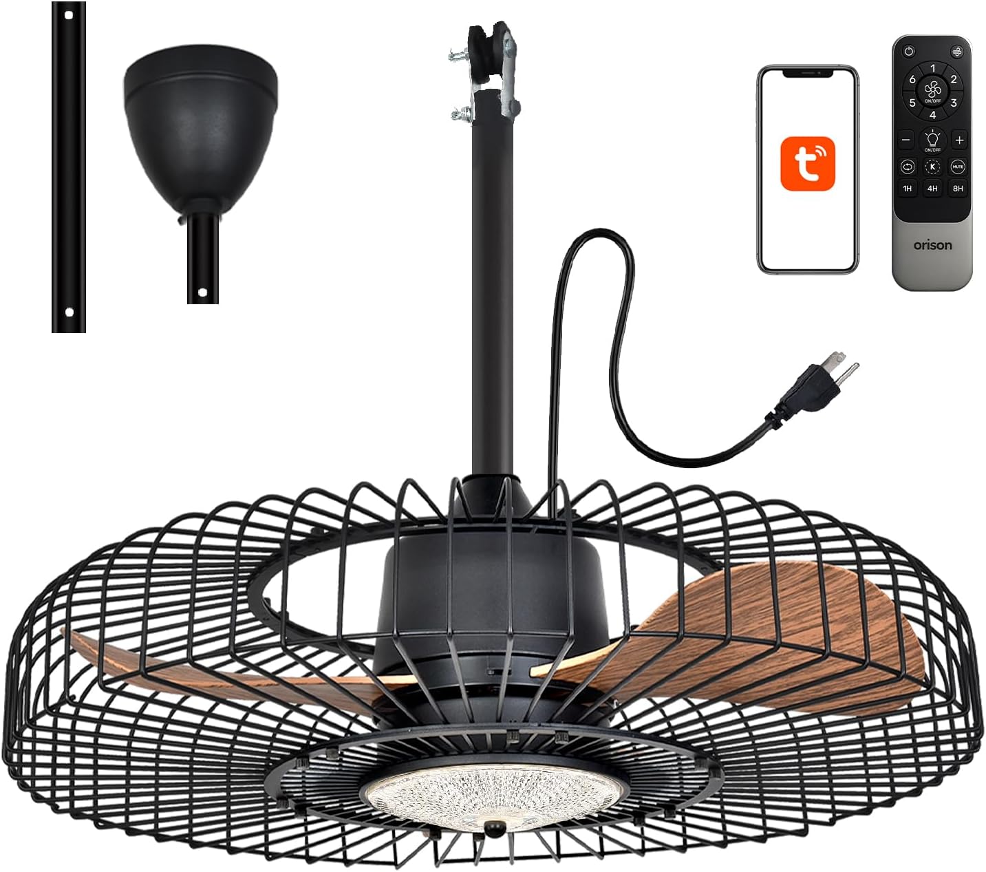 Ventilador techo exterior con luz 24pulg control app regulable 3CCT