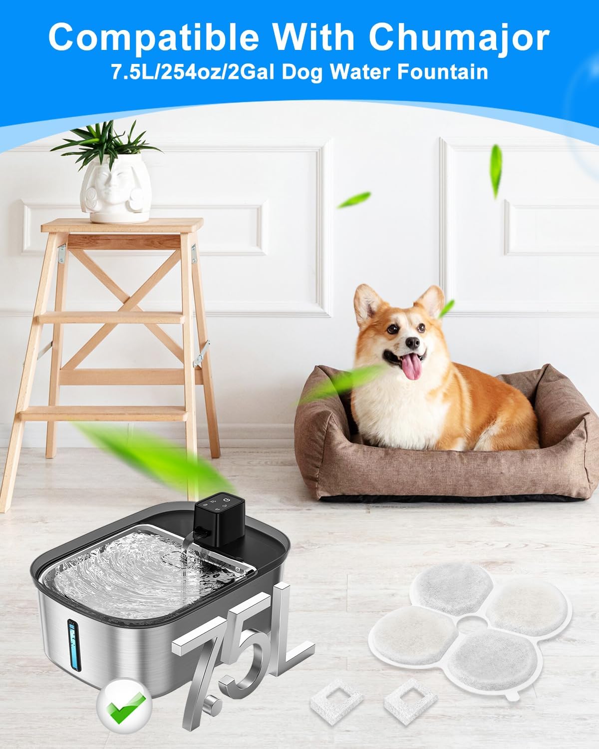 12 Filtros Agua Perros Comp Chumajor 7.5L