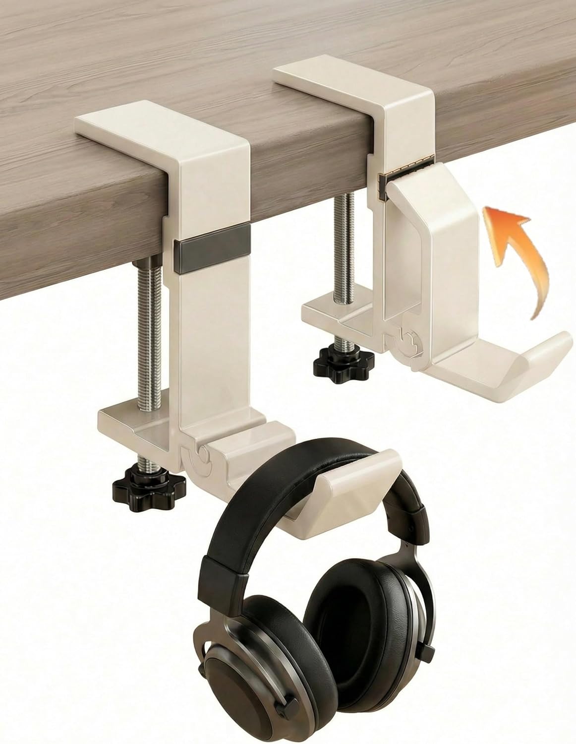Gancho auriculares ajustable para escritorio pack 2 blanco