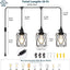 Lámpara colgante 3 luces 19ft cuerda negra pantalla