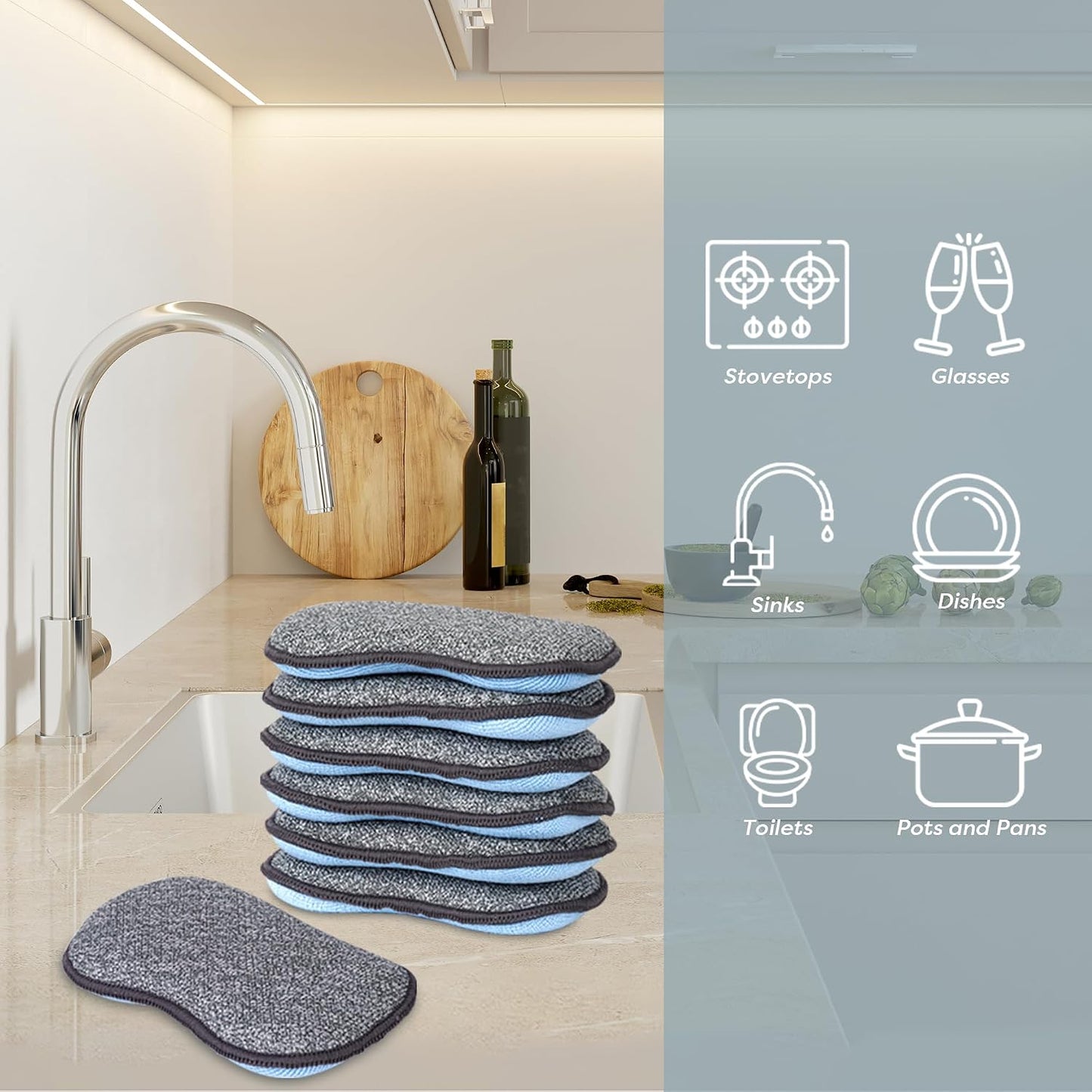 Esponjas microfibra antiarañazos para cocina set 6