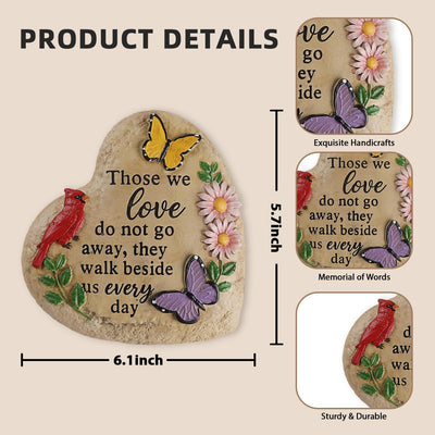 Piedra conmemorativa jardín flores mariposa regalo madre padre