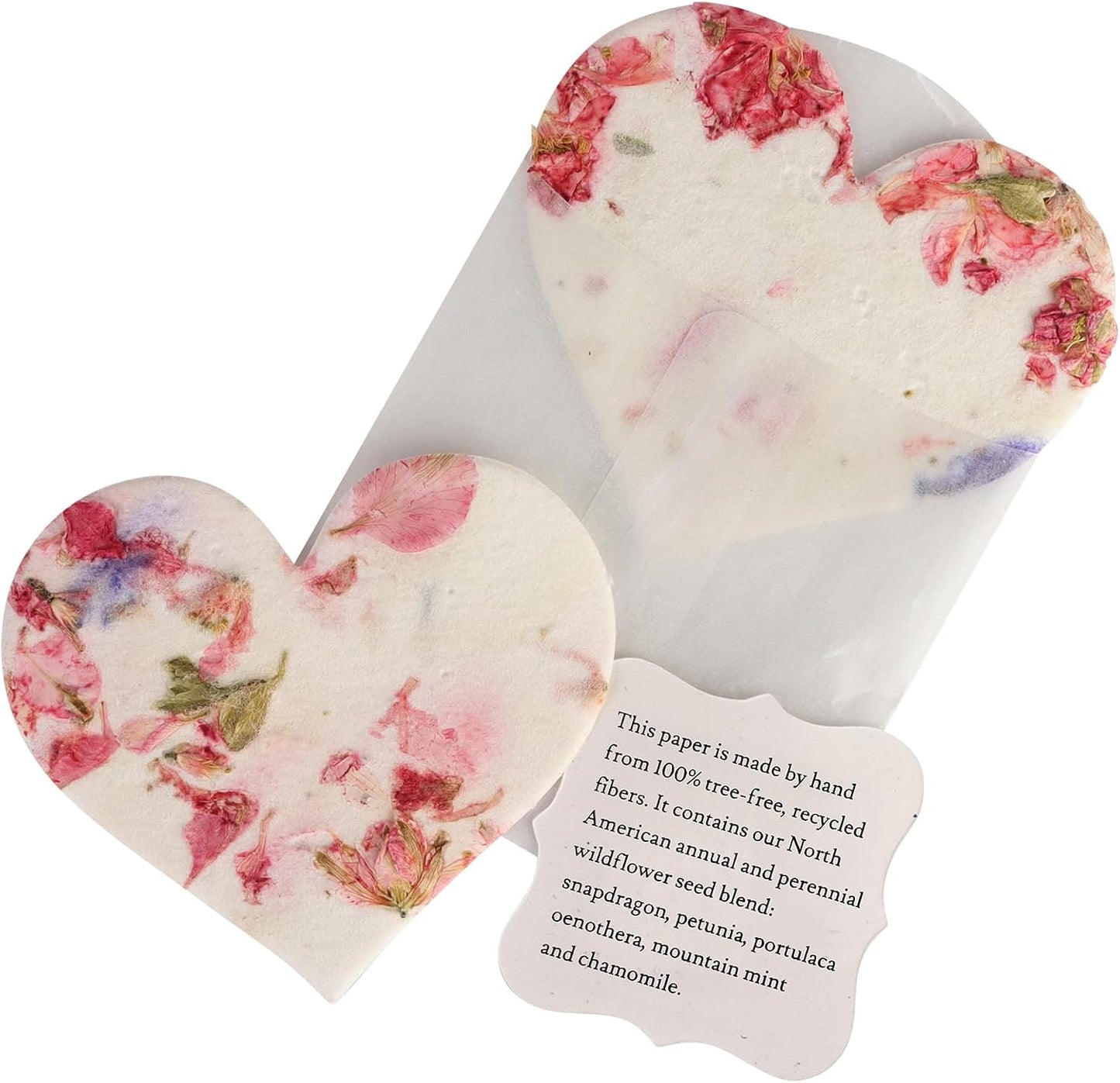 Juego 12 papel semilla corazón rosa flores silvestres regalo mamá