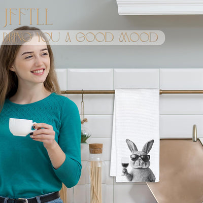 Toallas de cocina divertidas con decoración de conejo 16 x 24 pulgadas