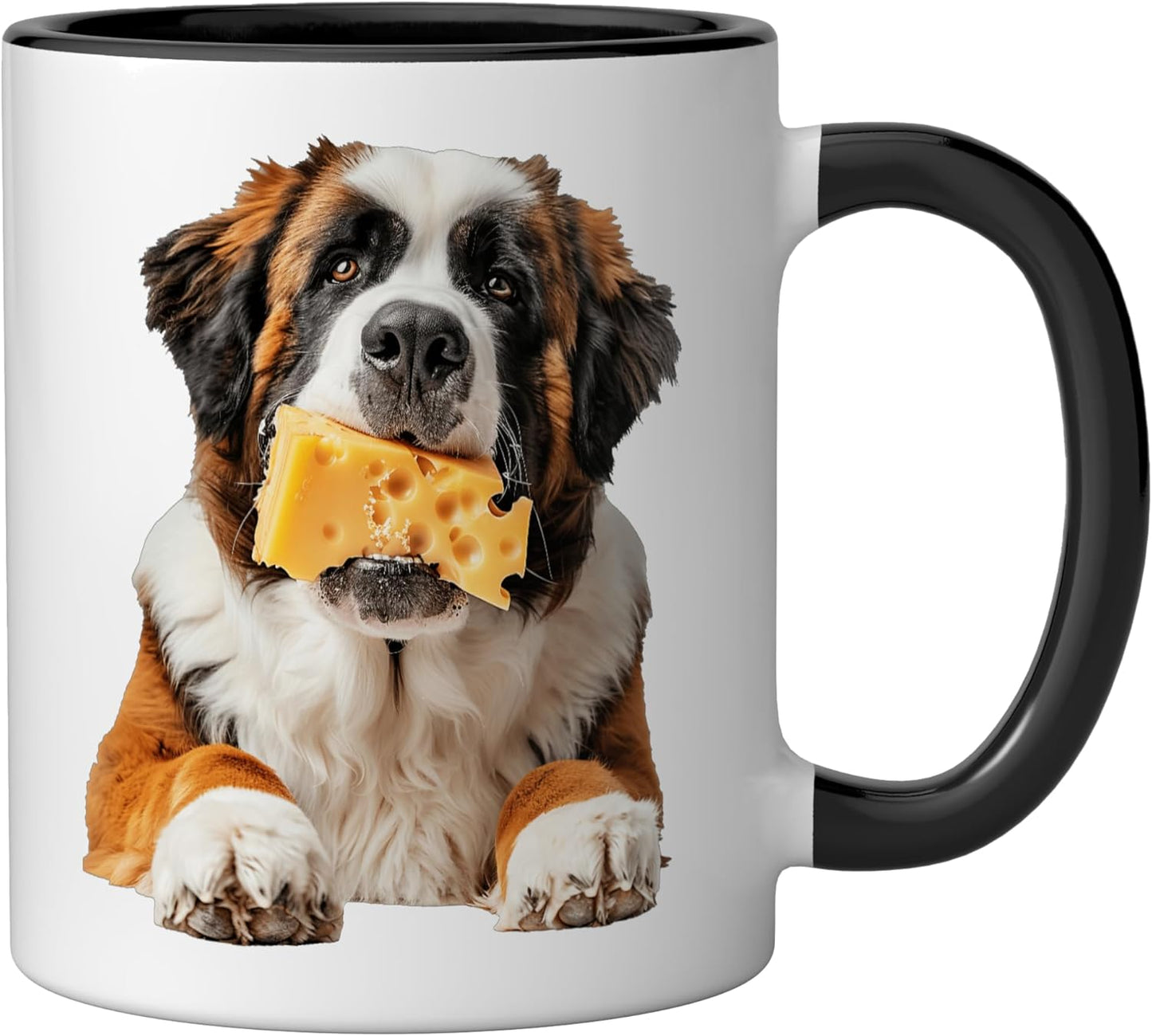 Taza cerámica Saint Bernard Cheese negra/blanca