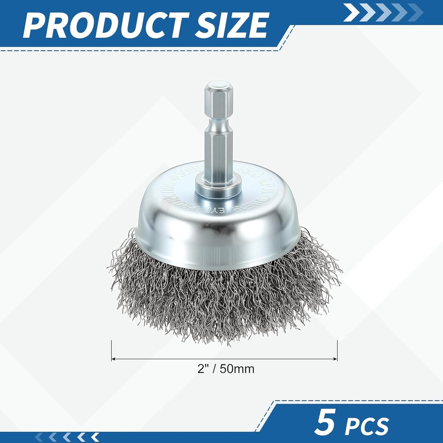 5 Cepillos Alambre Acero Carbono 2pulg Vástago Hex 1/4
