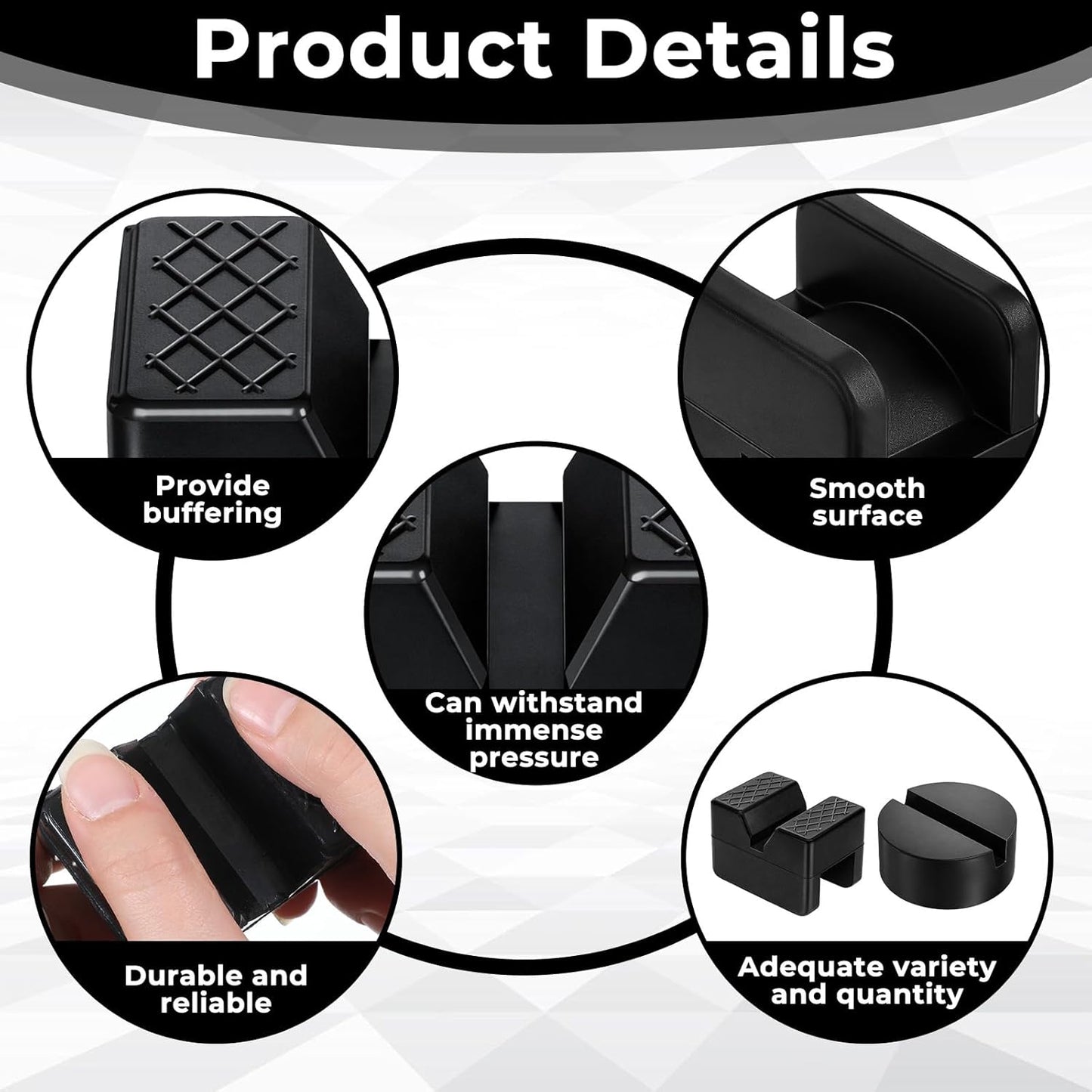 8 Almohadillas Goma Negra Protector Soldadura Riel Ranurado